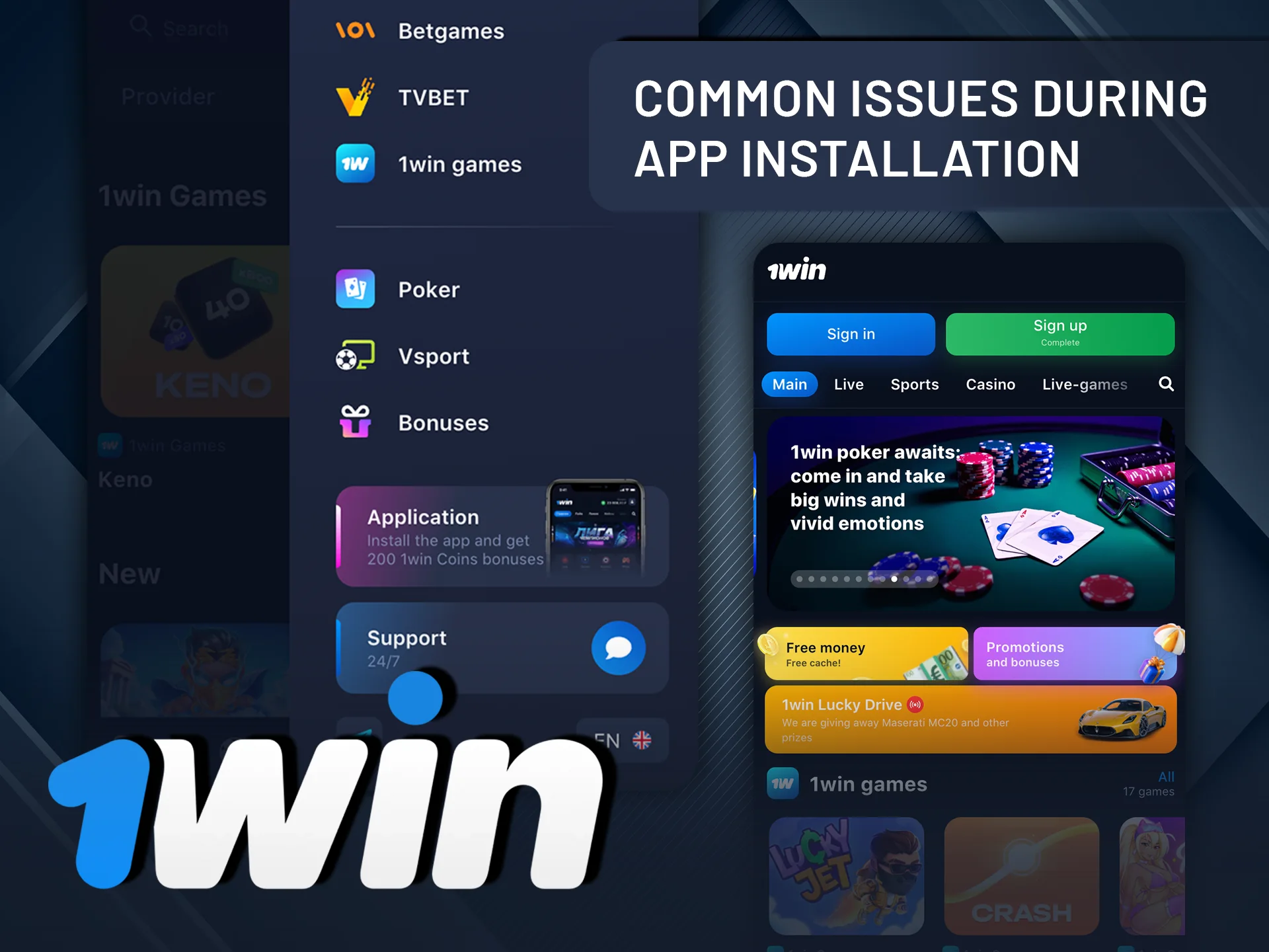 Learn how to fix common issues during 1Win app installation.