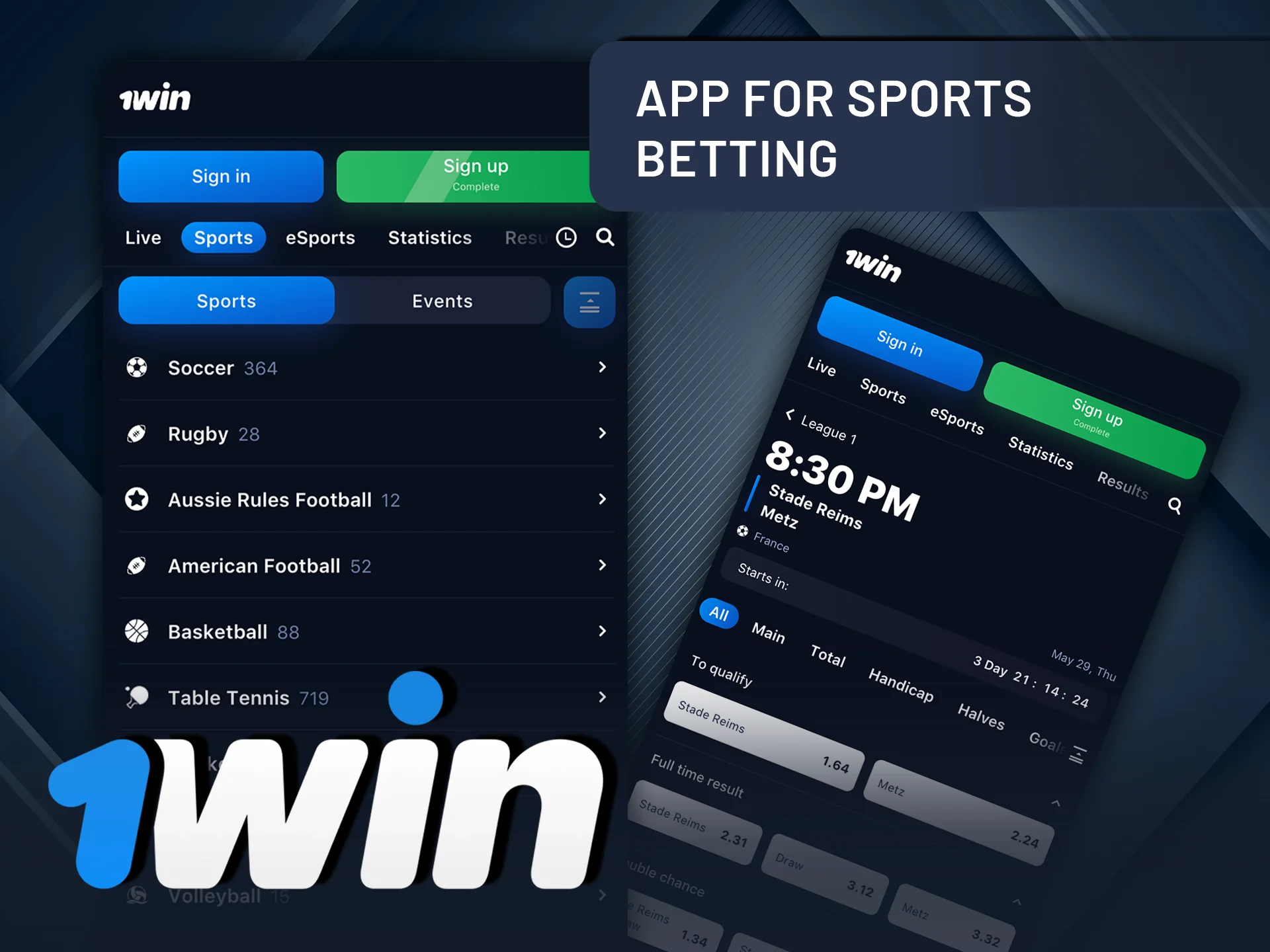 Use the 1Win app for fast and reliable sports betting.