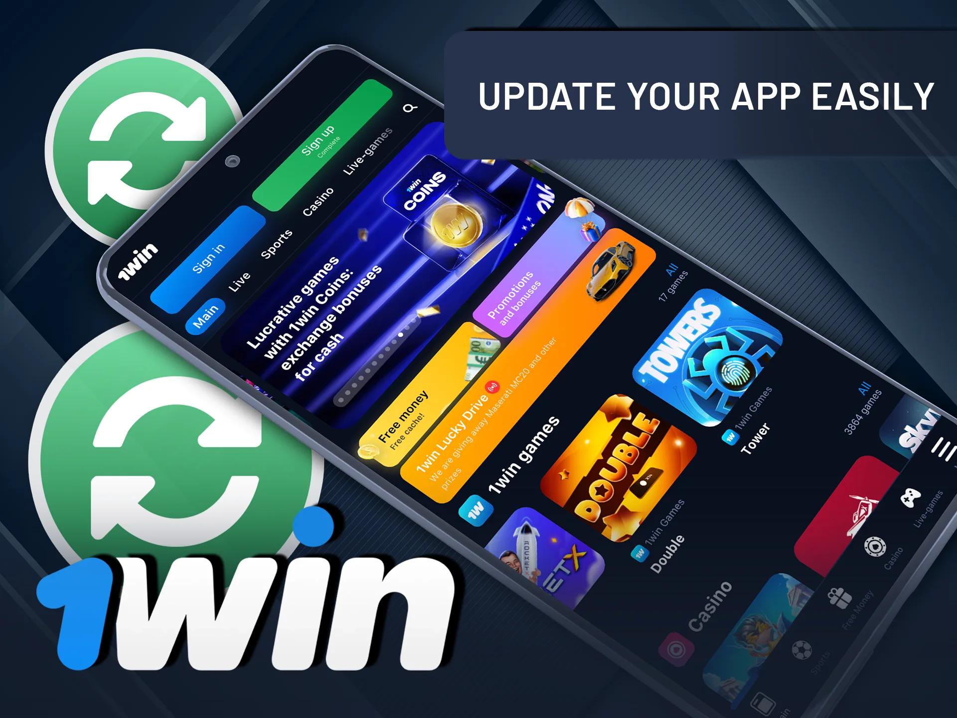 Update your 1Win app quickly to get the latest features.