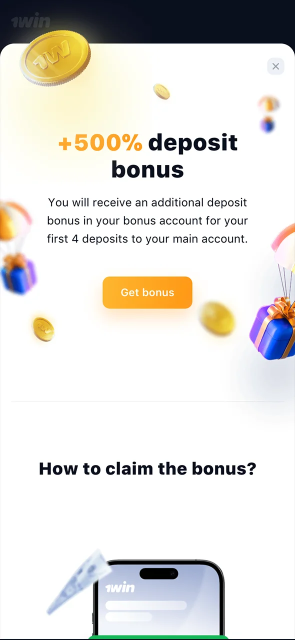 Pick the bonus you want and start playing in 1Win.