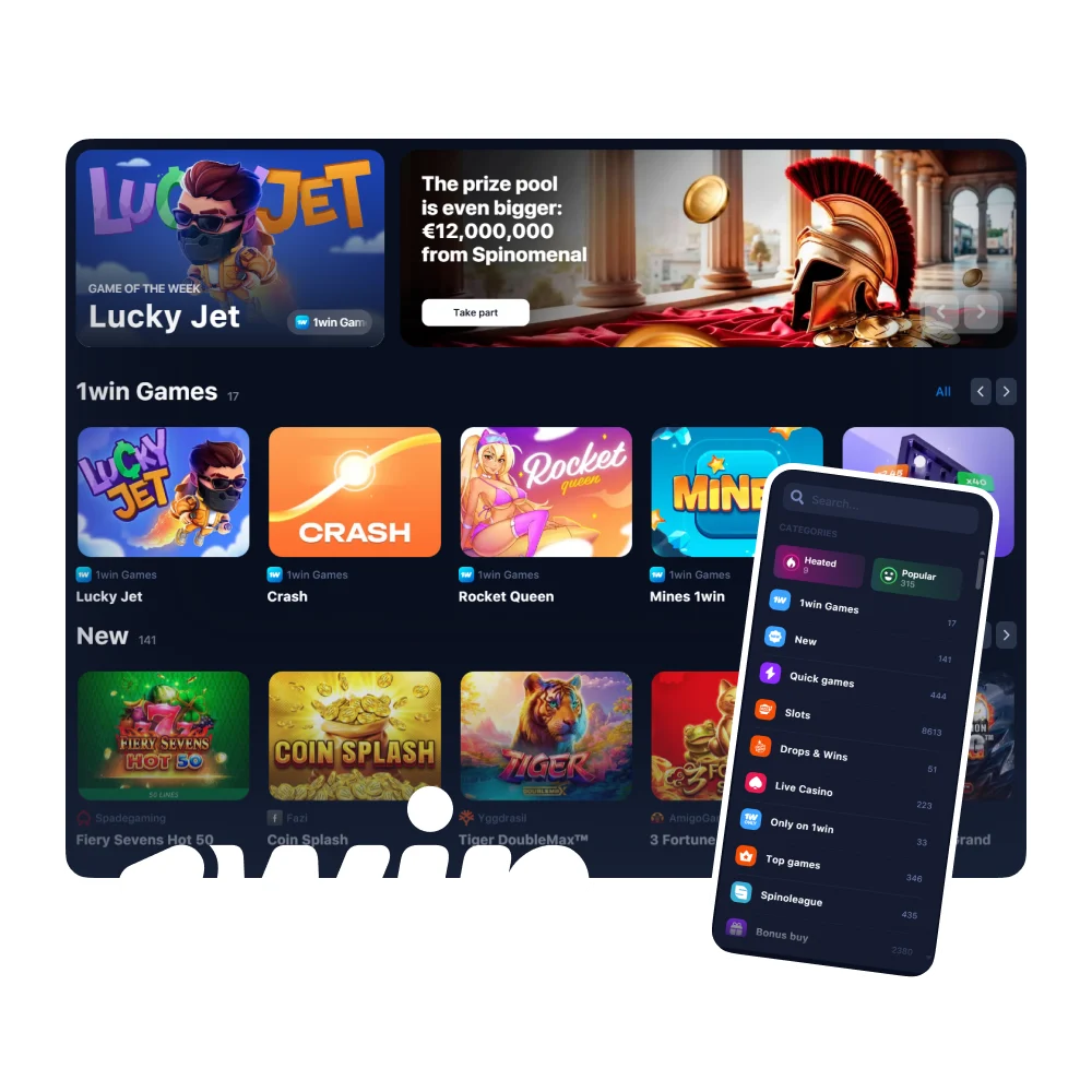 Play online the best and new casino games on official website 1win.