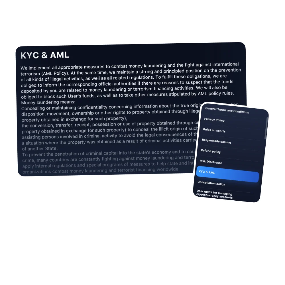Read about the principles of KYC and AML policies on 1win casino.