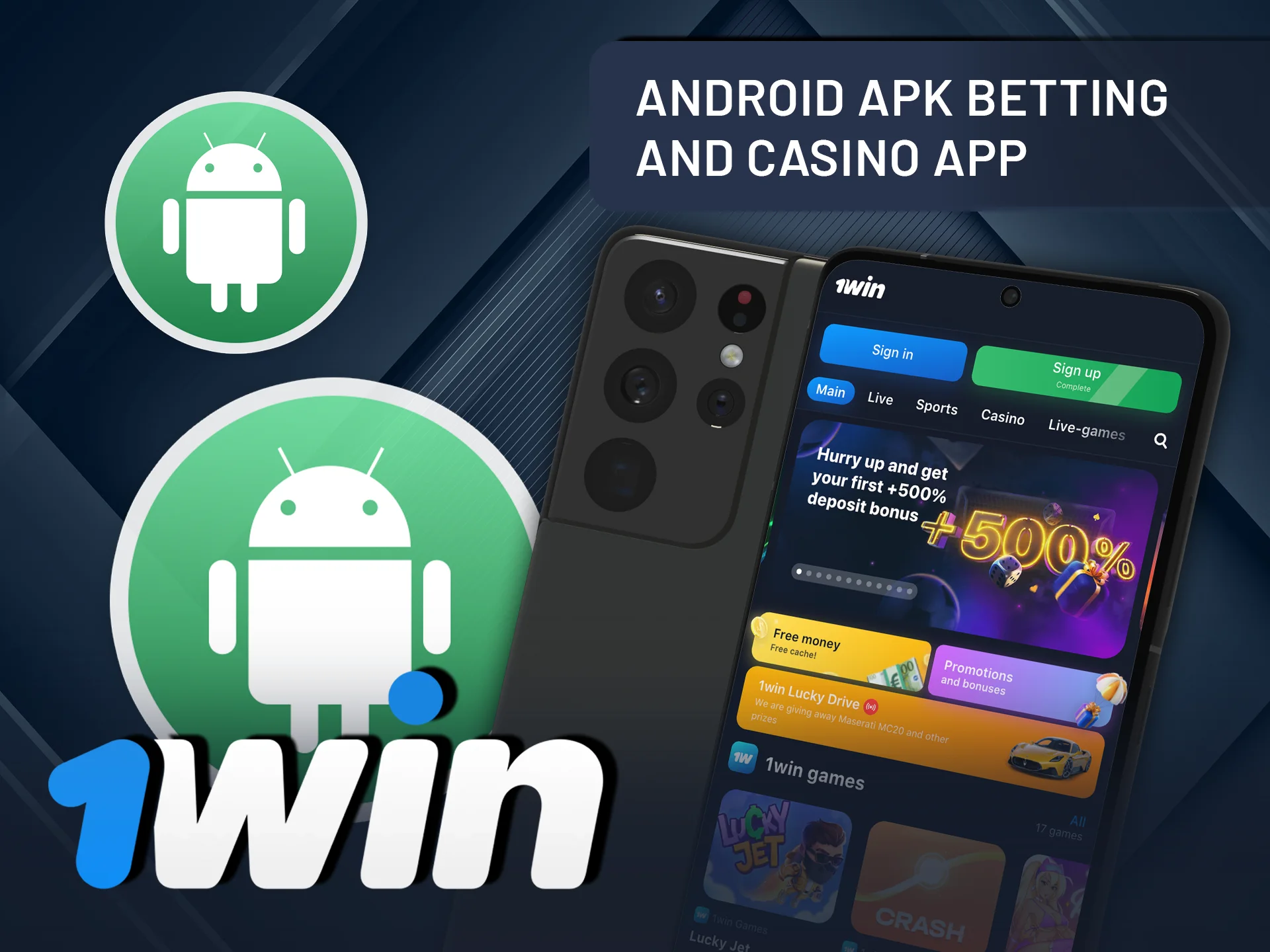 Download the 1Win betting and casino app for Android APK.