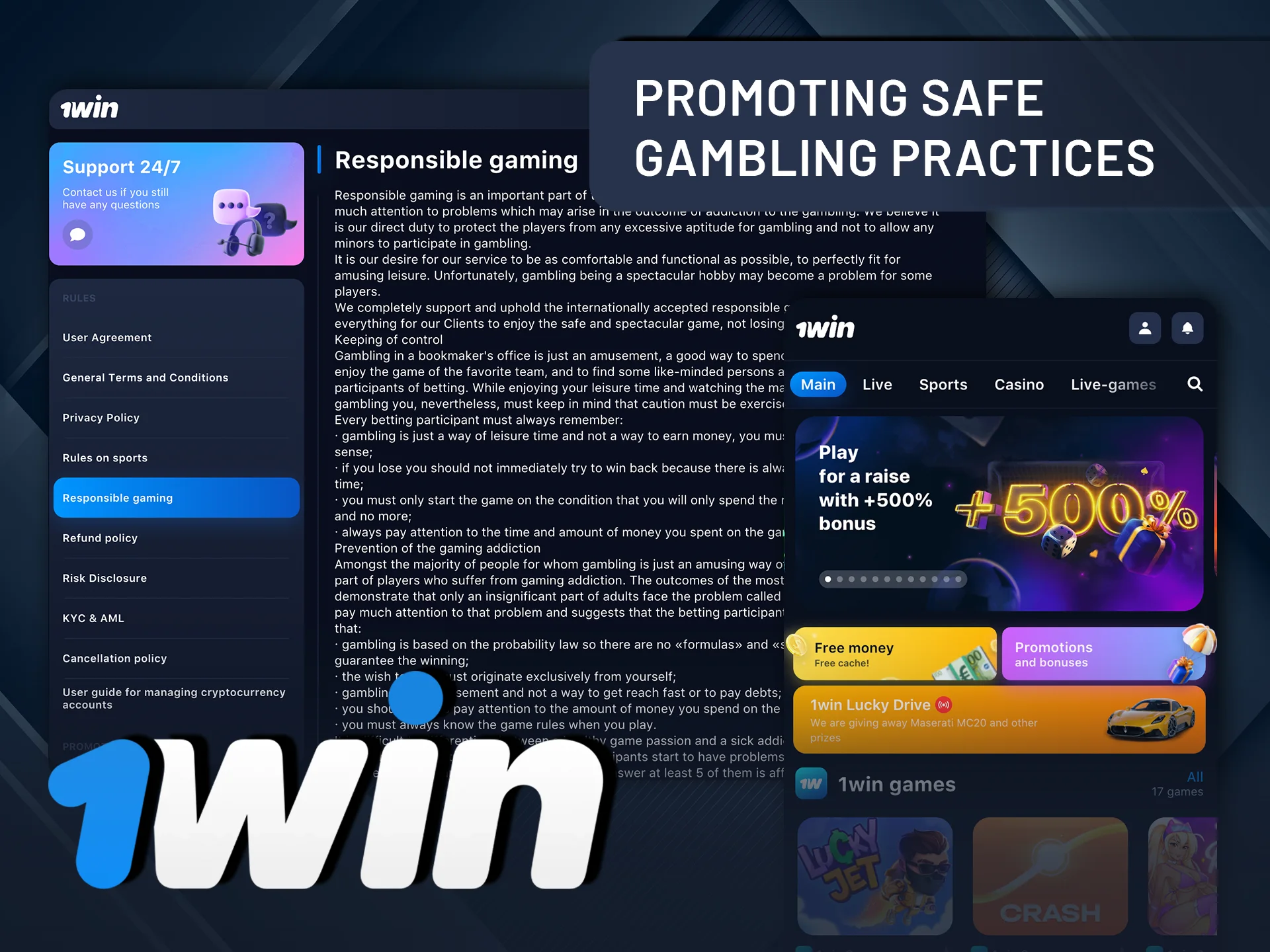 Promote safe gambling habits with 1Win support tools.