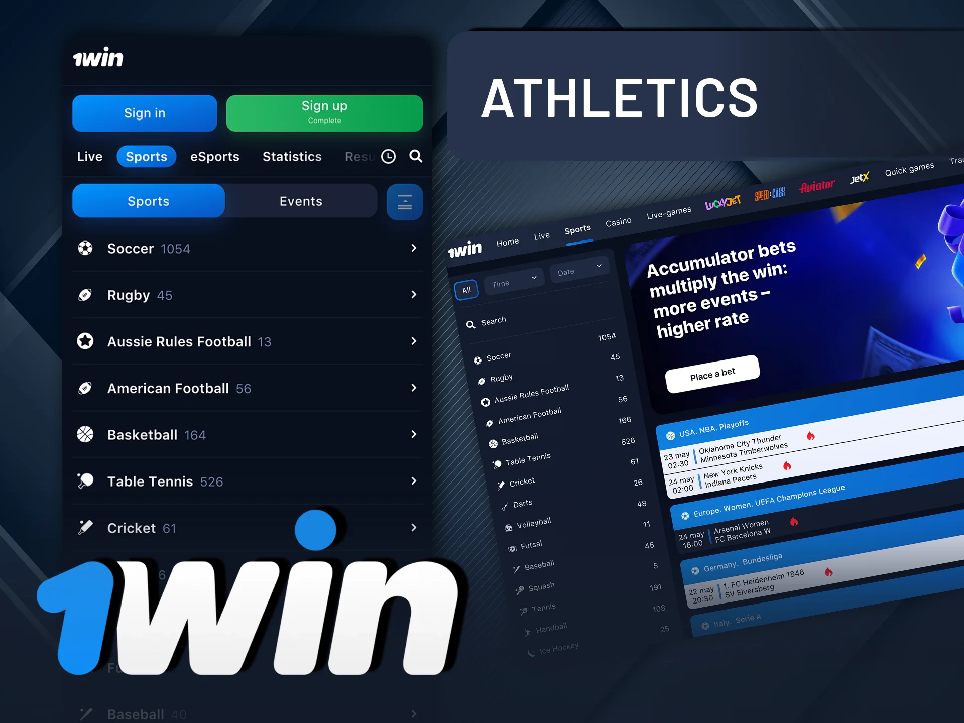 Bet on athletics and follow the action on 1Win.
