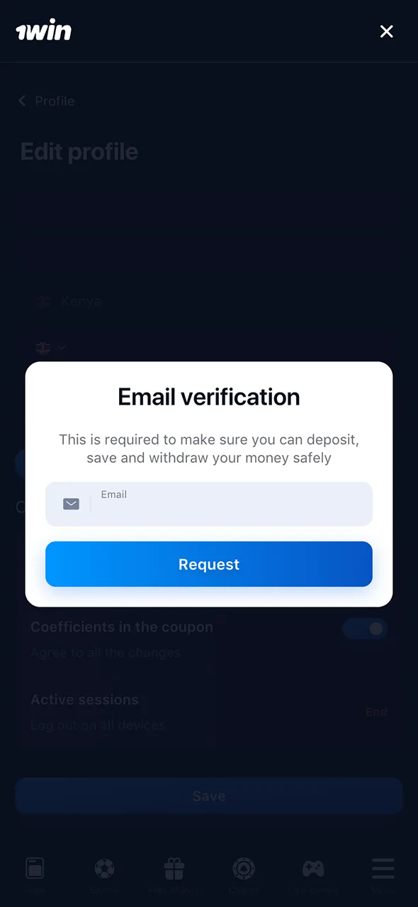 Send your photo documents securely to 1Win.