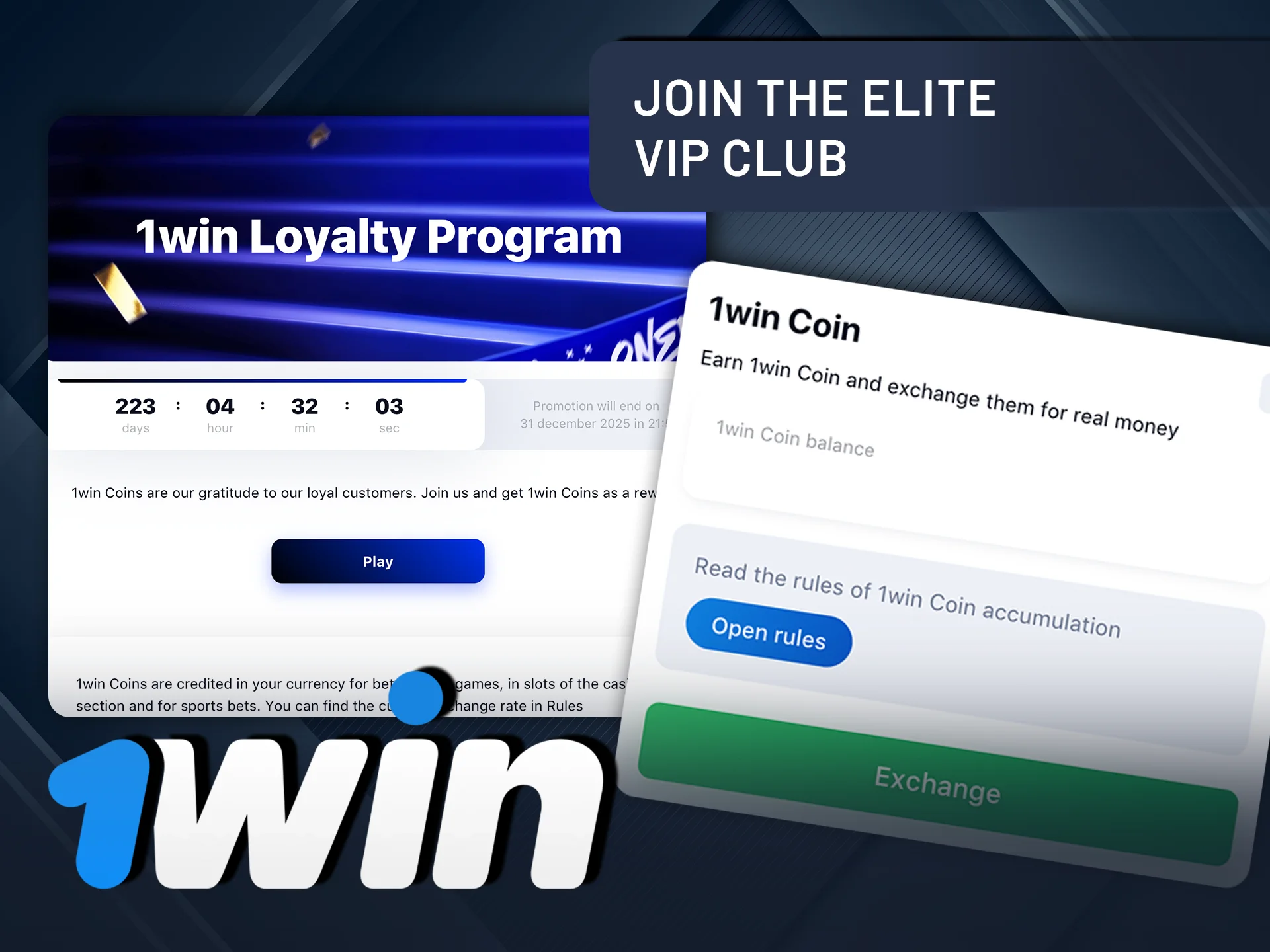 Join the elite VIP club and unlock exclusive perks at 1Win.