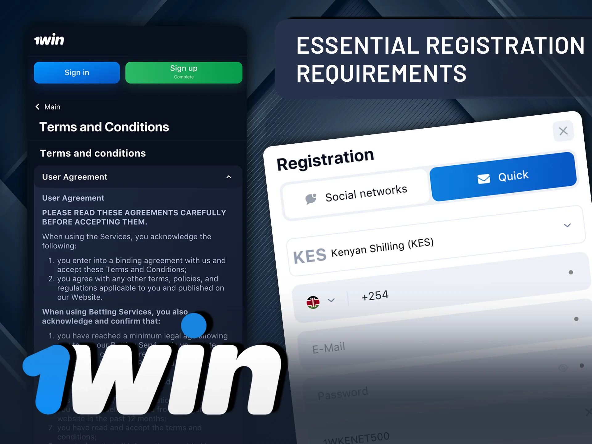 Check the essential requirements to register on 1Win.